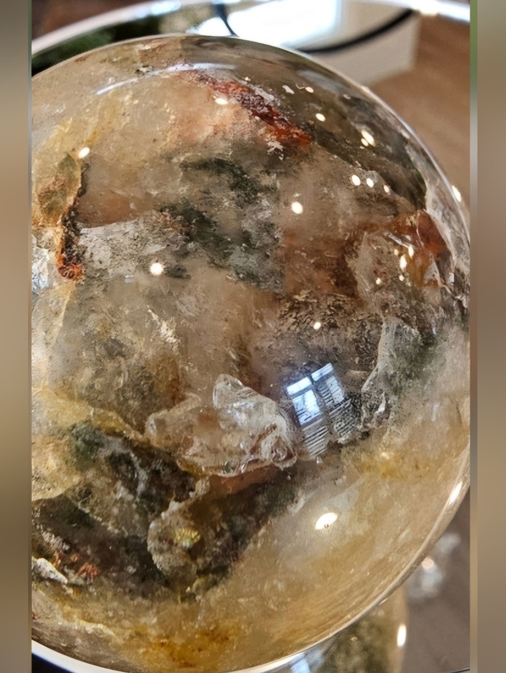 Garden quartz Sphere with stand 2.4" Diameter